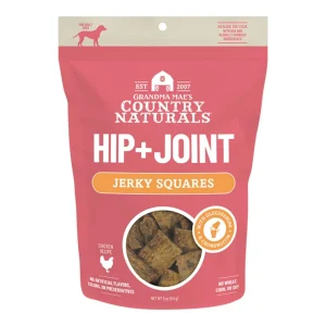 Grandma Mae's Country Naturals Dog Jerky Squares, Hip & Joint Support, Chicken, 5 oz
