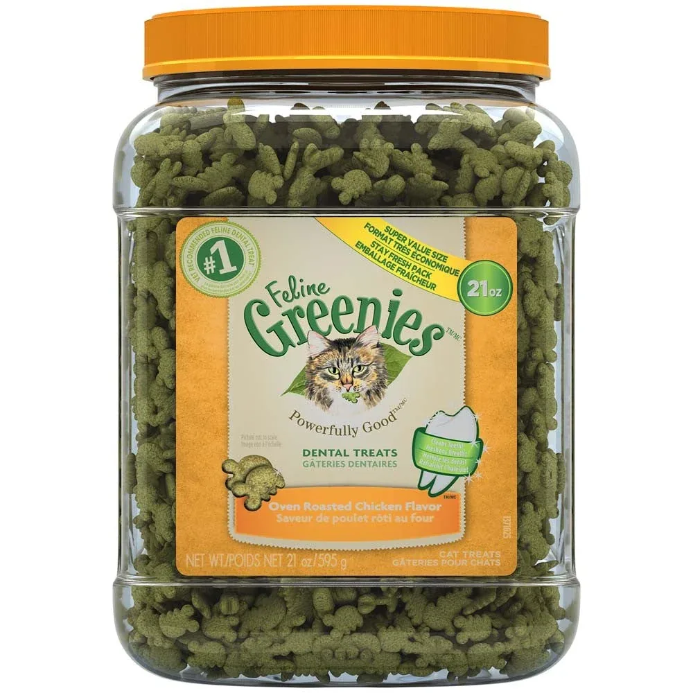 Greenies Feline Adult Cat Dental Treats Oven Roasted Chicken, 1ea/21 oz