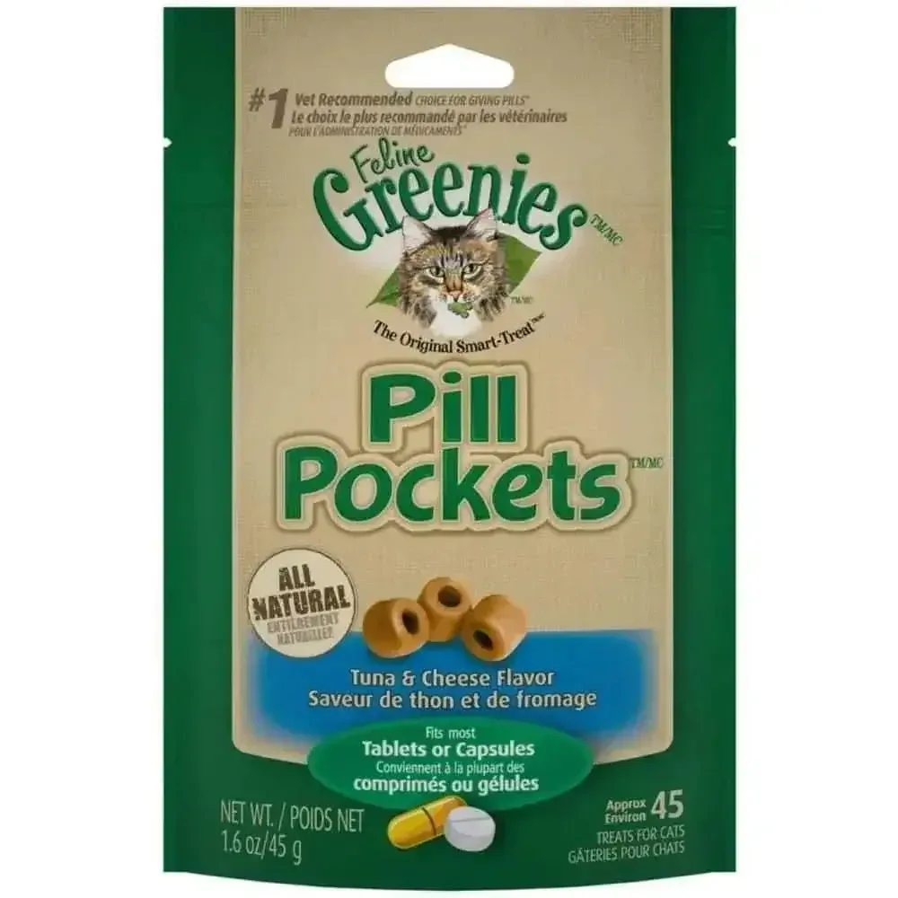 Greenies FELINE Pill Pockets Tuna & Cheese Flavor Cat Treats 1.6 oz, 45 ct