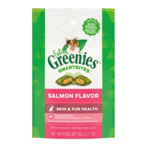 Greenies Feline SmartBites Skin Fur Crunchy Soft Adult Cat Treats Salmon, 1ea/2.1 oz