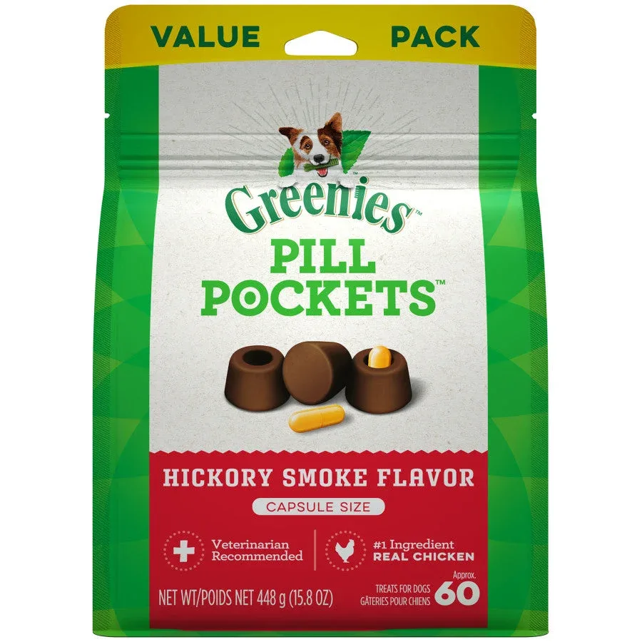GREENIES PILL POCKETS Treats Hickory Smoke Flavor Capsule Size 15.8oz