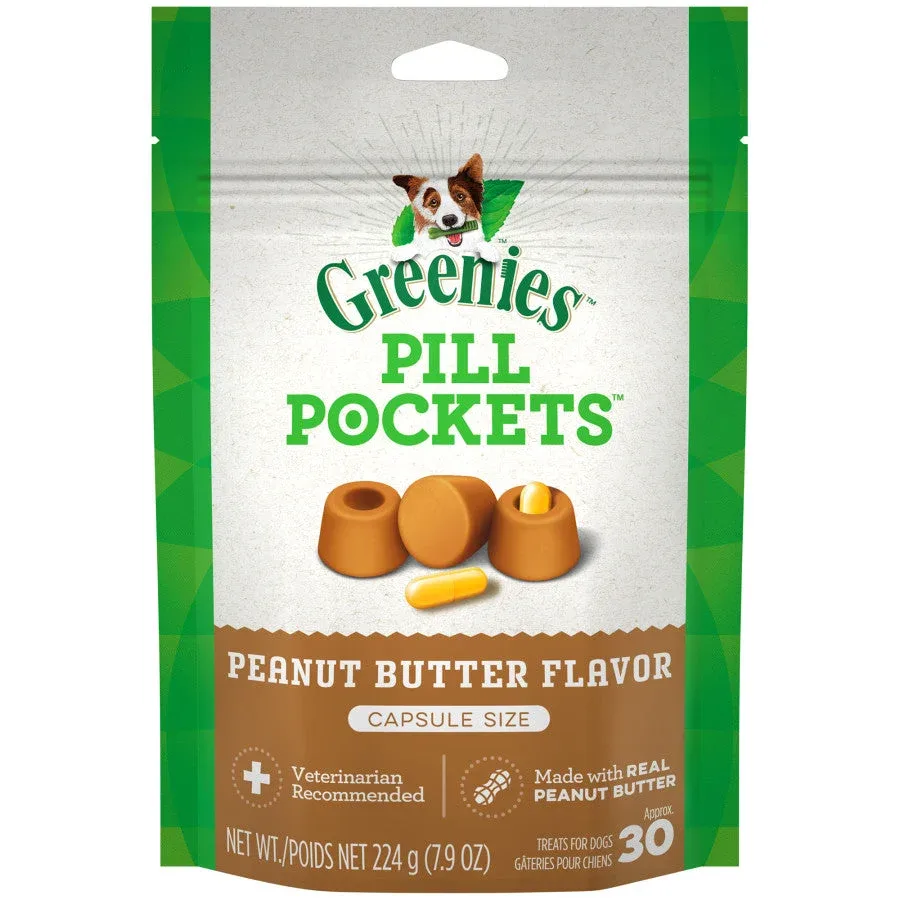 GREENIES PILL POCKETS Treats Real Peanut Butter Flavor Capsule Size 7.9oz