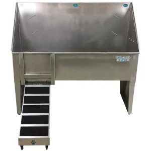 Groomer's Best Walk-Through Stainless Steel Dog Grooming Tub 58In L-Plumb
