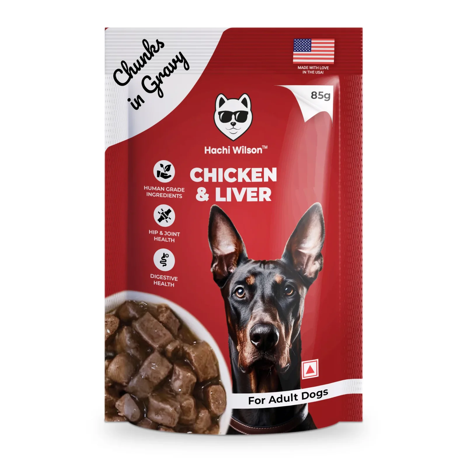 Hachi Wilson Premium Chicken & Liver with Chunks in Gravy Dog Wet Food - Image 2