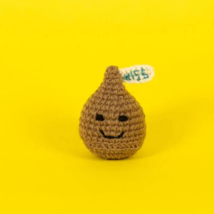 Hand Knit Chocolate Kiss Cat Toy - Image 2