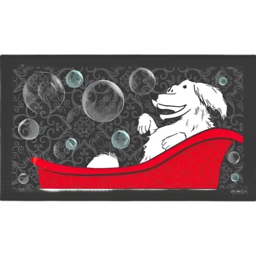 Happy Dog In A Tub Sink Bathing Mat by Dog Fashion Spa
