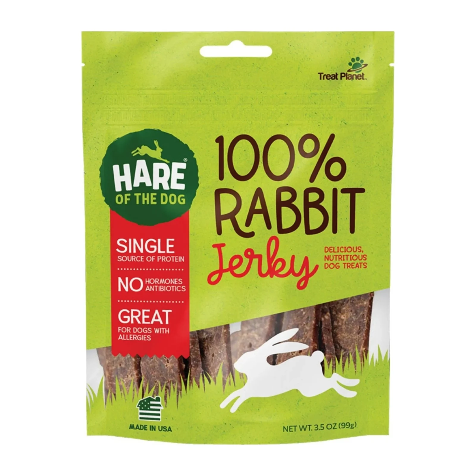 Hare of the Dog 100% Rabbit Jerky Dog Treats, 3.5oz Bag