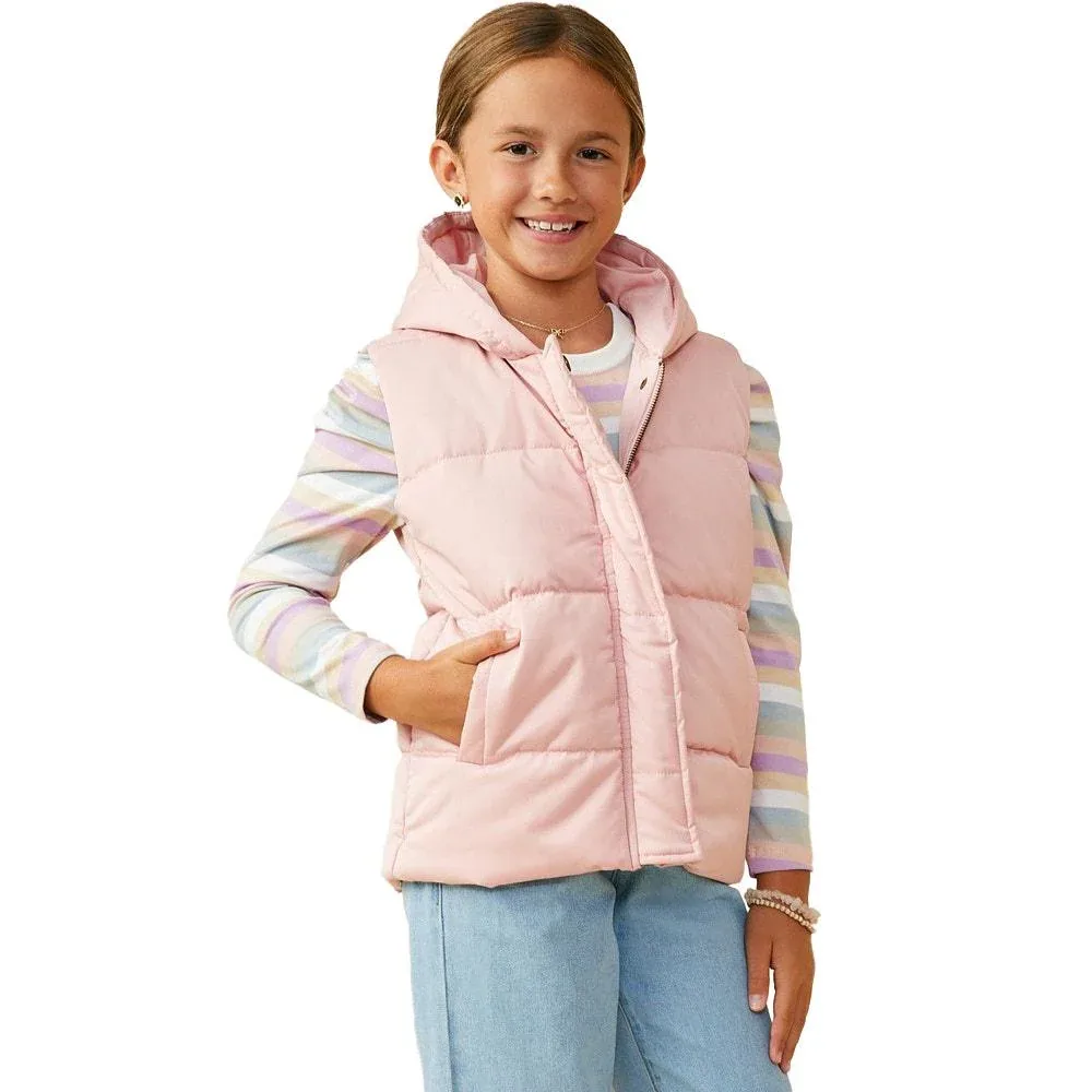 Hayden Girl's Pink Padded Hooded Vest