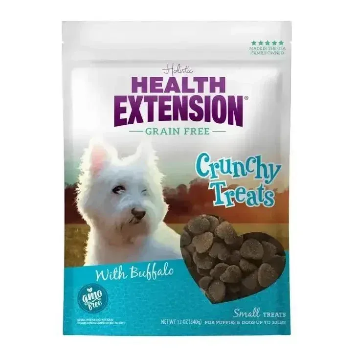 Health Extension Crunchy Heart Shaped Small Buffalo Dog Treats