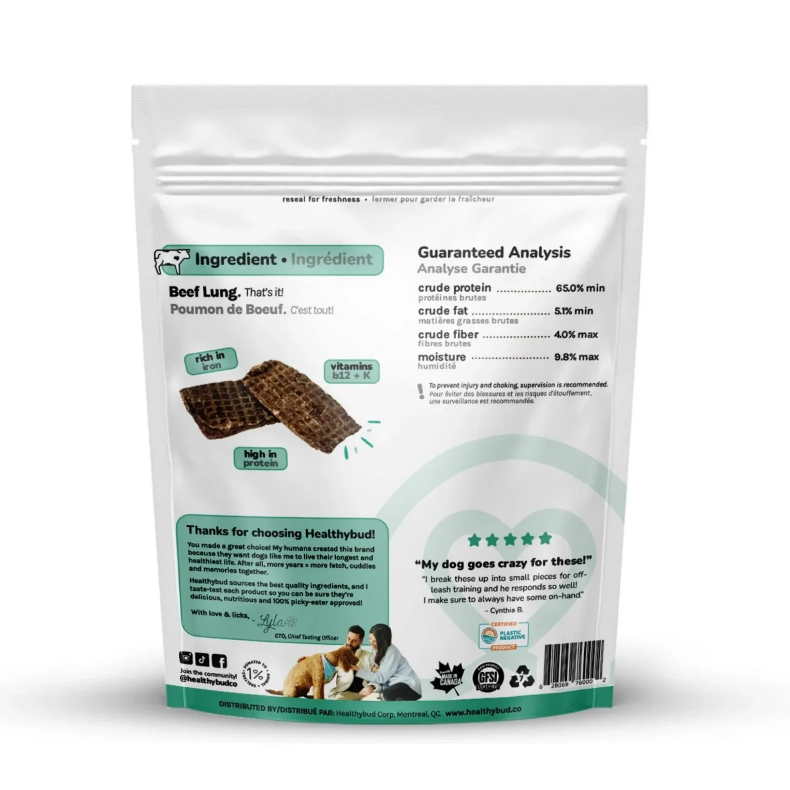 Healthy Bud Dog 2.1oz. Beef Lung - Image 2