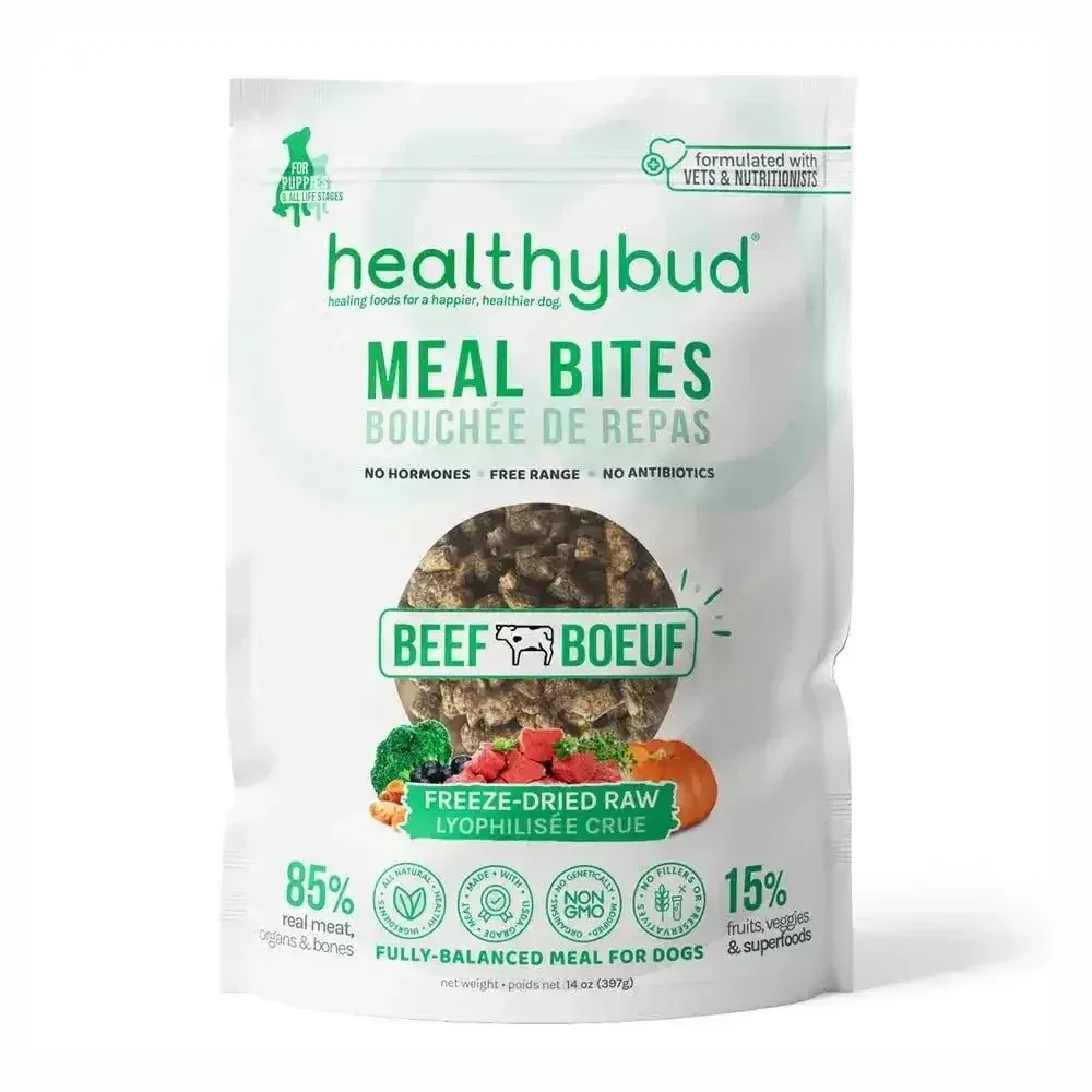 Healthybud Beef Meal Bites Freeze-Dried Dog Food 14Oz