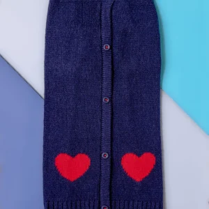 Heart Cardigan Dog Sweater in Navy (FINAL SALE)
