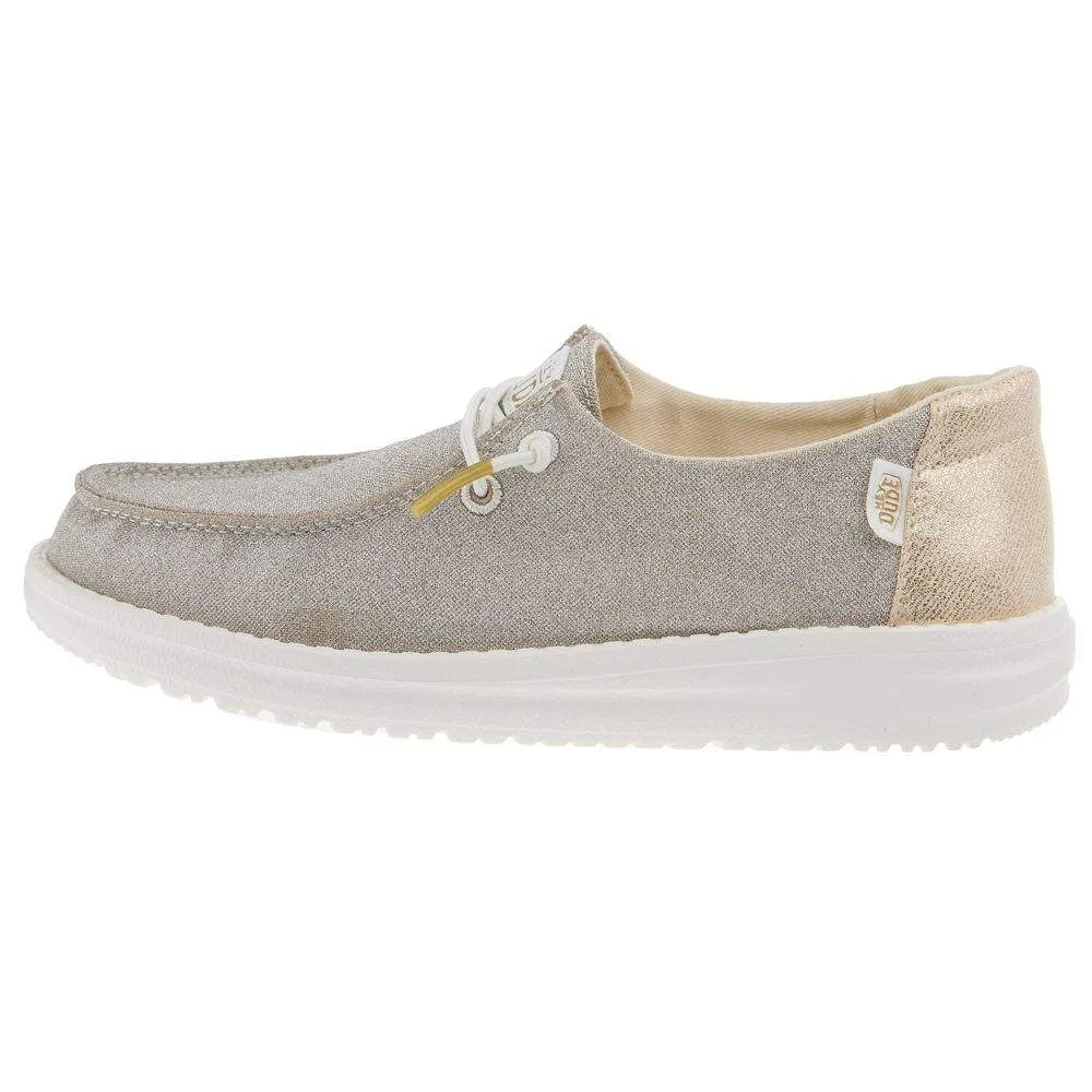 Hey Dude Girls Wendy Metallic Sparkle Gold Casual Shoe - Image 2