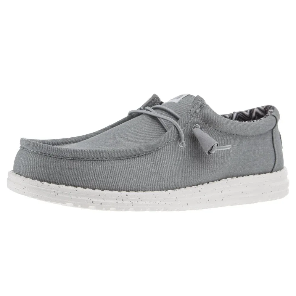 Hey Dude Mens Grey Wally Canvas Casual Shoe