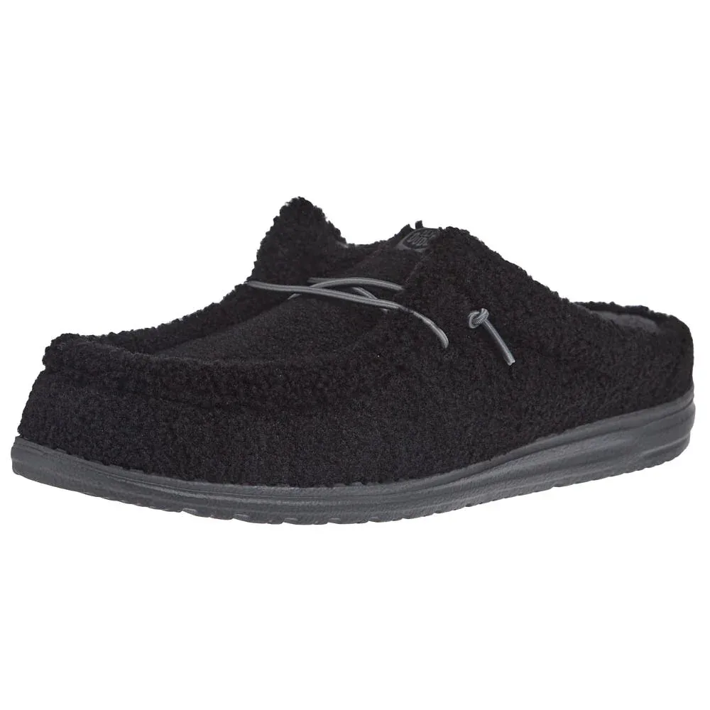 Hey Dude Men's Wally Slip Black Sherpa