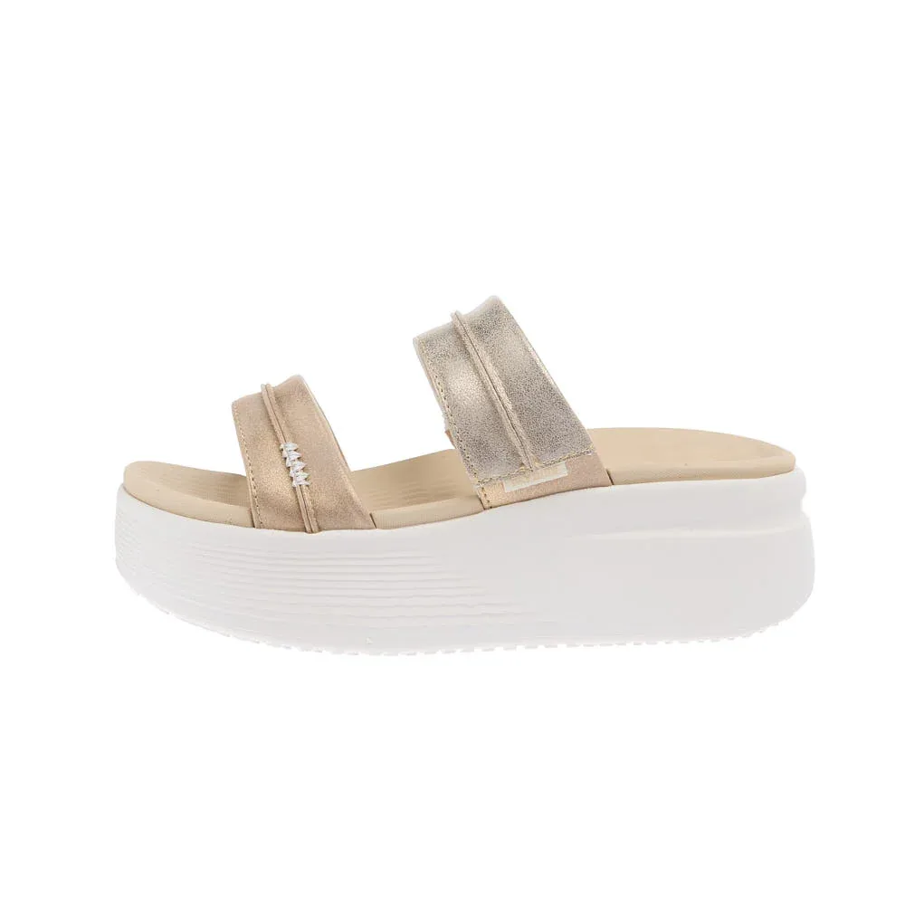 Hey Dude Women's Austin Classic Champagne Metallic Slide - Image 2