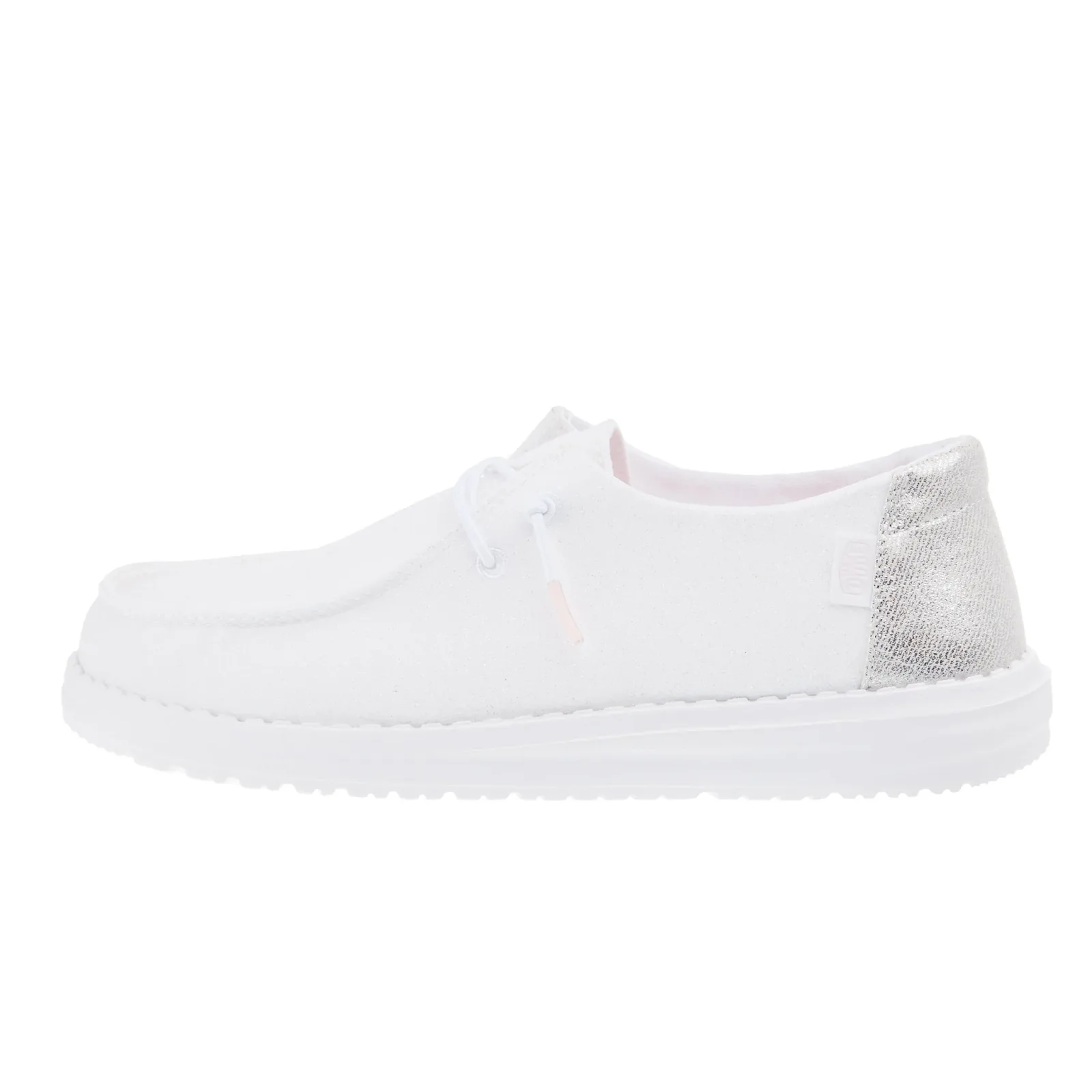Hey Dude Womens White Metallic Sparkle Casual Shoe - Image 2