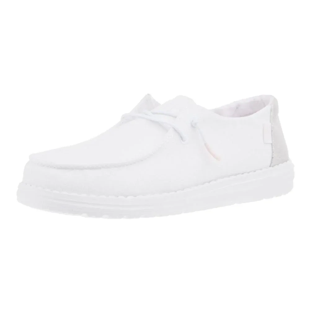 Hey Dude Womens White Metallic Sparkle Casual Shoe
