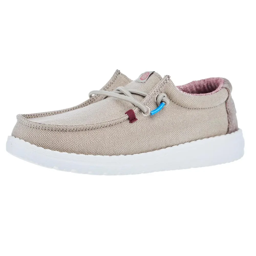 Hey Dude Youth Wally Herringbone Tan Casual Shoe