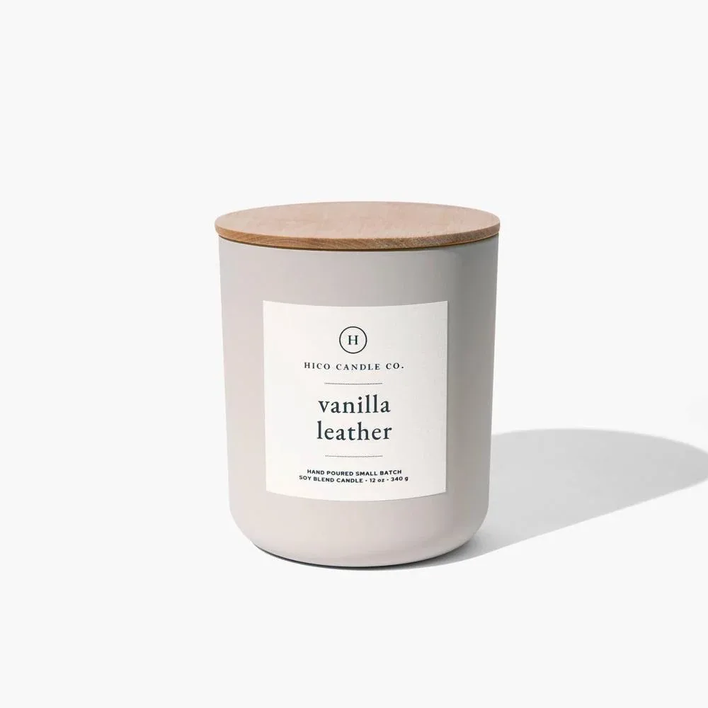 Hico Candle Co . Vanilla Leather 12 oz. Candle