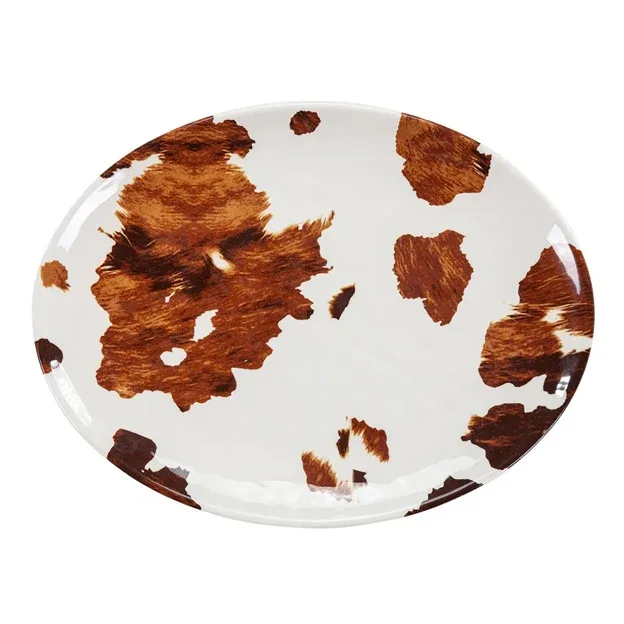 Hiend Accents Elsa Cowhide Melamine Serving Platter