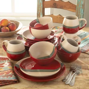 Hiend Accents Pasadizo Pomegranate Stoneware 16 Piece Dinnerware Set