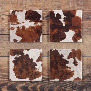 Hiend Accents Paseo Road by Elsa Cowhide Coaster Set of 4