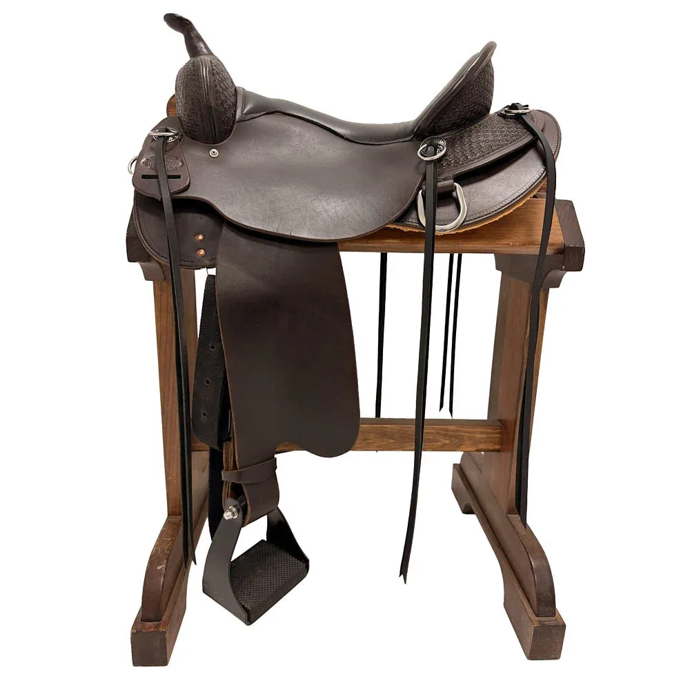 High Horse By Circle Y Used 17in 1/4 Spider Stamped Wide Fit Trail Saddle
