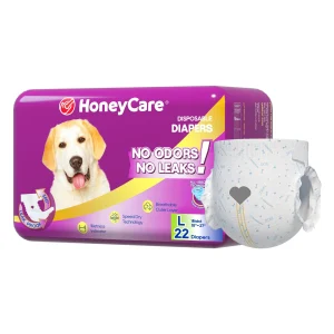 Honey Care All Absorb Disposable Female Dog Diapers W/ Speed Dry Technology, Large- 22 Ct