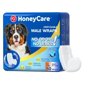 Honey Care All Absorb Disposable Male Dog Wrap W/ Speed Dry Technology - 50 Ct