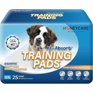 Honey Care Super Absorbant Speed Dry Dog Training Pads W/ Built-In Attractant, 3XL- 25 Ct