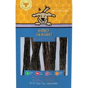 Honey I'm Home Dog Natural Honey Coated Buffalo Treats Gullet Sticks 3.53oz.