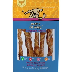 Honey I'm Home Dog Natural Honey Coated Buffalo Treats Tremenda Twists 2.47oz.