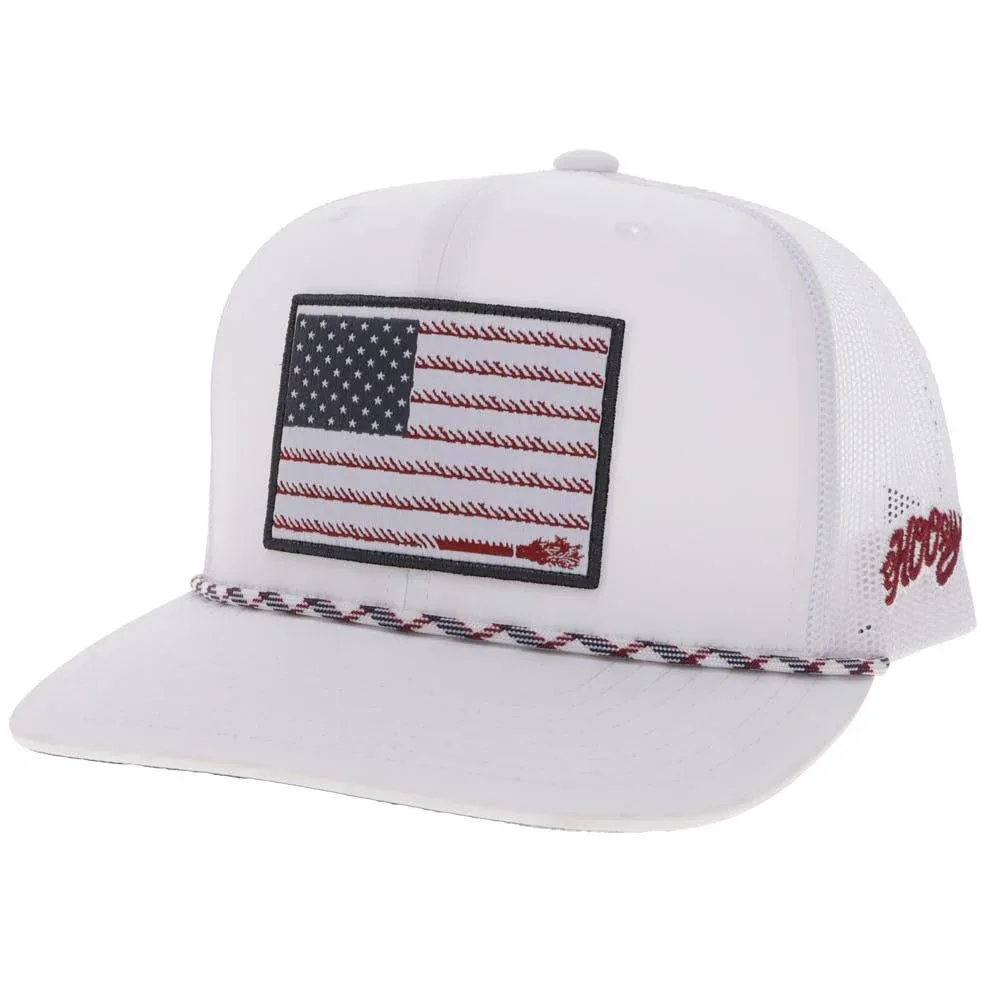 Hooey Men's White Liberty Roper Cap