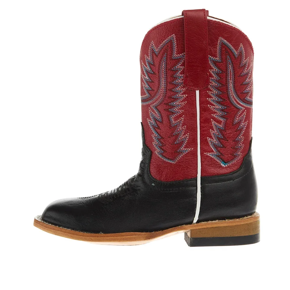 Horse Power Boots Kid`s Black Full Grain and Red Vitrio Square Toe Boot - Image 2
