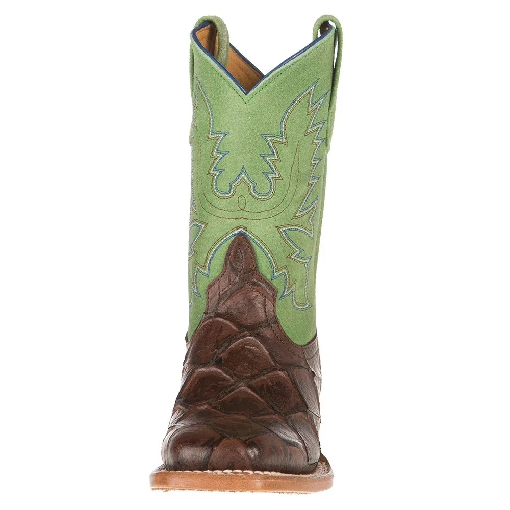 Horse Power Boots Kids Chocolate Filet of Fish Green Top Western Boot - Image 2