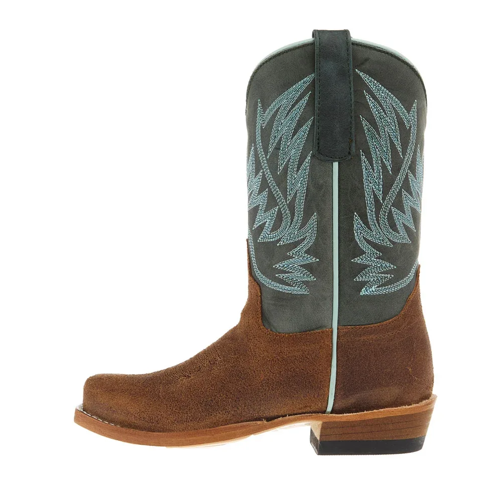 Horse Power Boots Kid`s Tobacco Old Suede and Emerald Sierra Cutter Toe Boot - Image 2