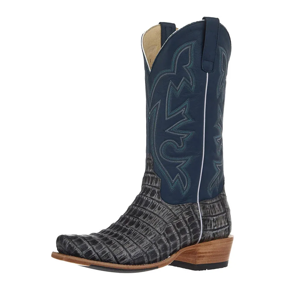 Horse Power Top Hand Men's Black Grey Sundance Caiman Tail Vamp 13in Atlantic Pandora Top