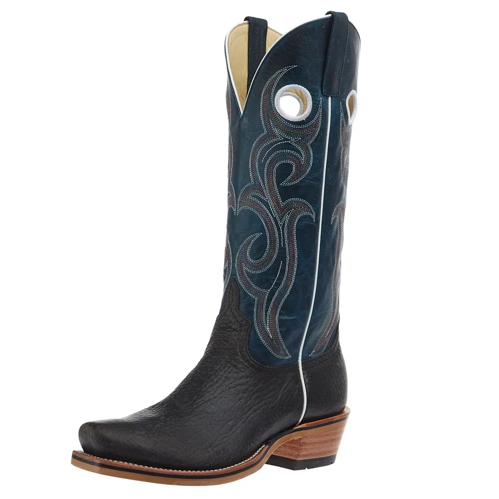 Horse Power Top Hand Men's Black Rock Shrunken Bullhide Vamp 15in Blue Texas Top