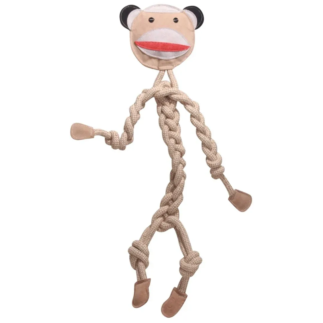 Hugglehounds Dog Rope Knottie Stuey Sock Monkey, Large, 17 Inches