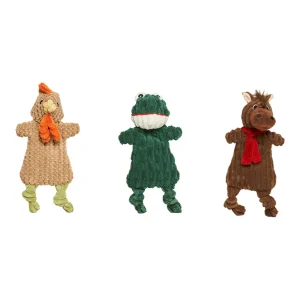 Hugglehounds Huggleflatties Pasture Pals, Small 3-Pack (Barley Horse, Hopper Frog & Rusty Rooster)