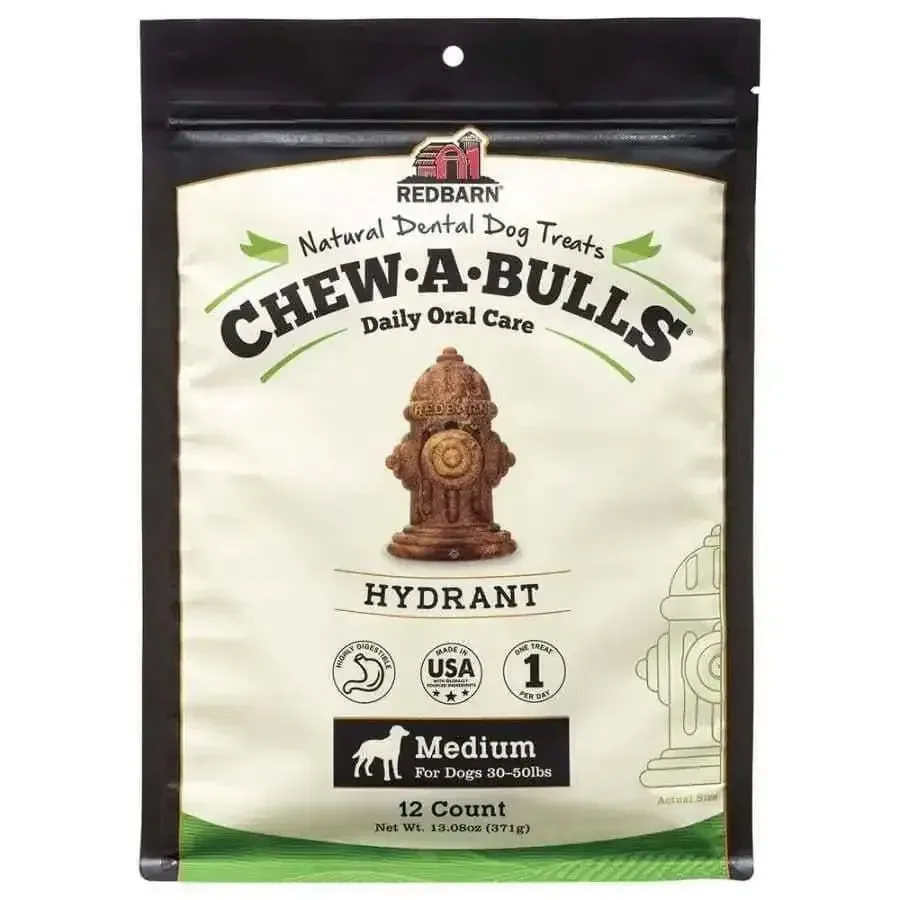 Hydrant Dog Treats - Redbarn Chew-A-Bulls for Optimal Dental Health