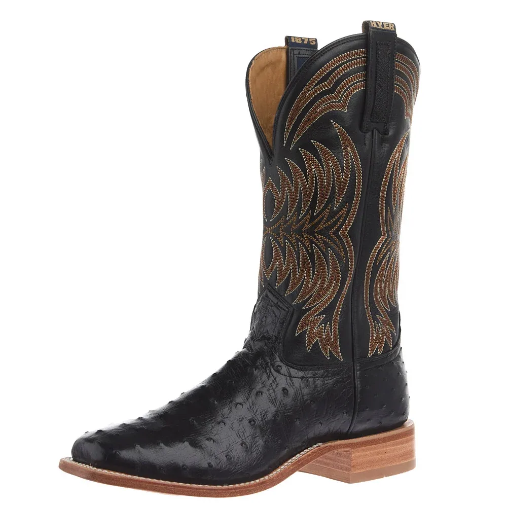 Hyer Boots Men's Langdon Black Full Quill Ostrich 13