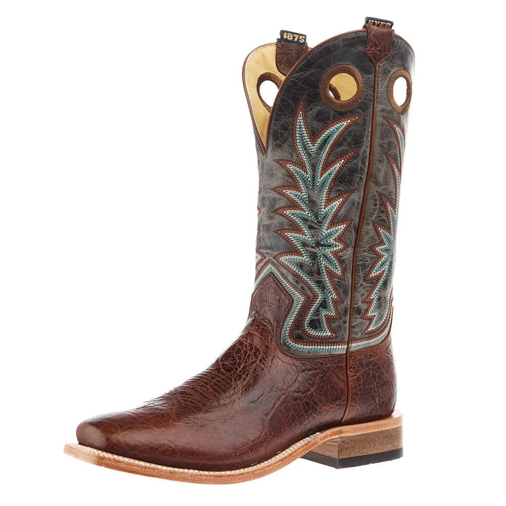 Hyer Boots Men`s Walton Brown Clay Cowhide 13In Slate Grey Goat Top Boots
