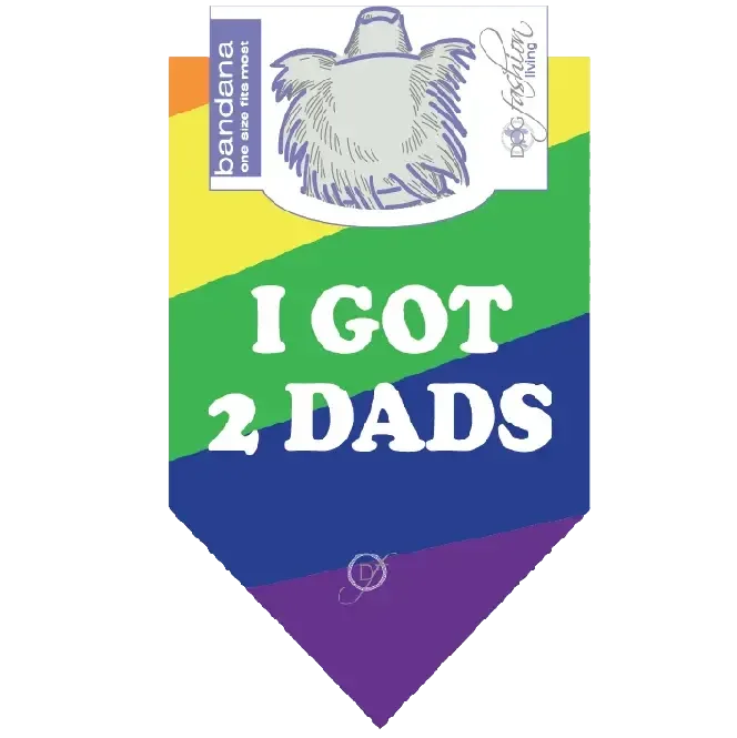 I Got 2 Dads Gay Pride Dog Bandana by Dog Fashion Living - Image 2
