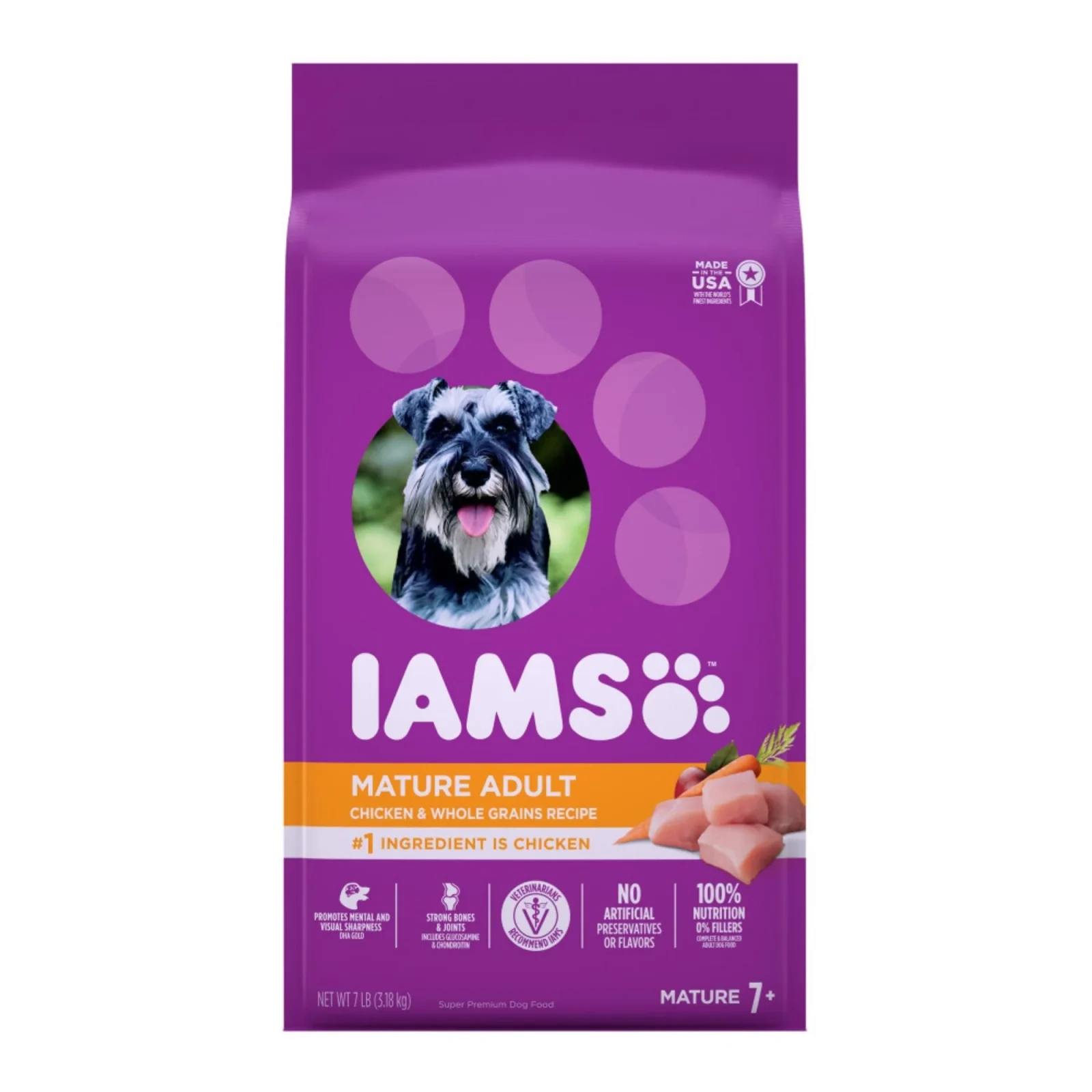 IAMS Mature Adult Senior Dry Dog Food Real Chicken 7lb