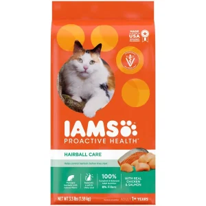 IAMS Proactive Health Hairball Care Adult Dry Cat Food Chicken & Salmon 3.5lb