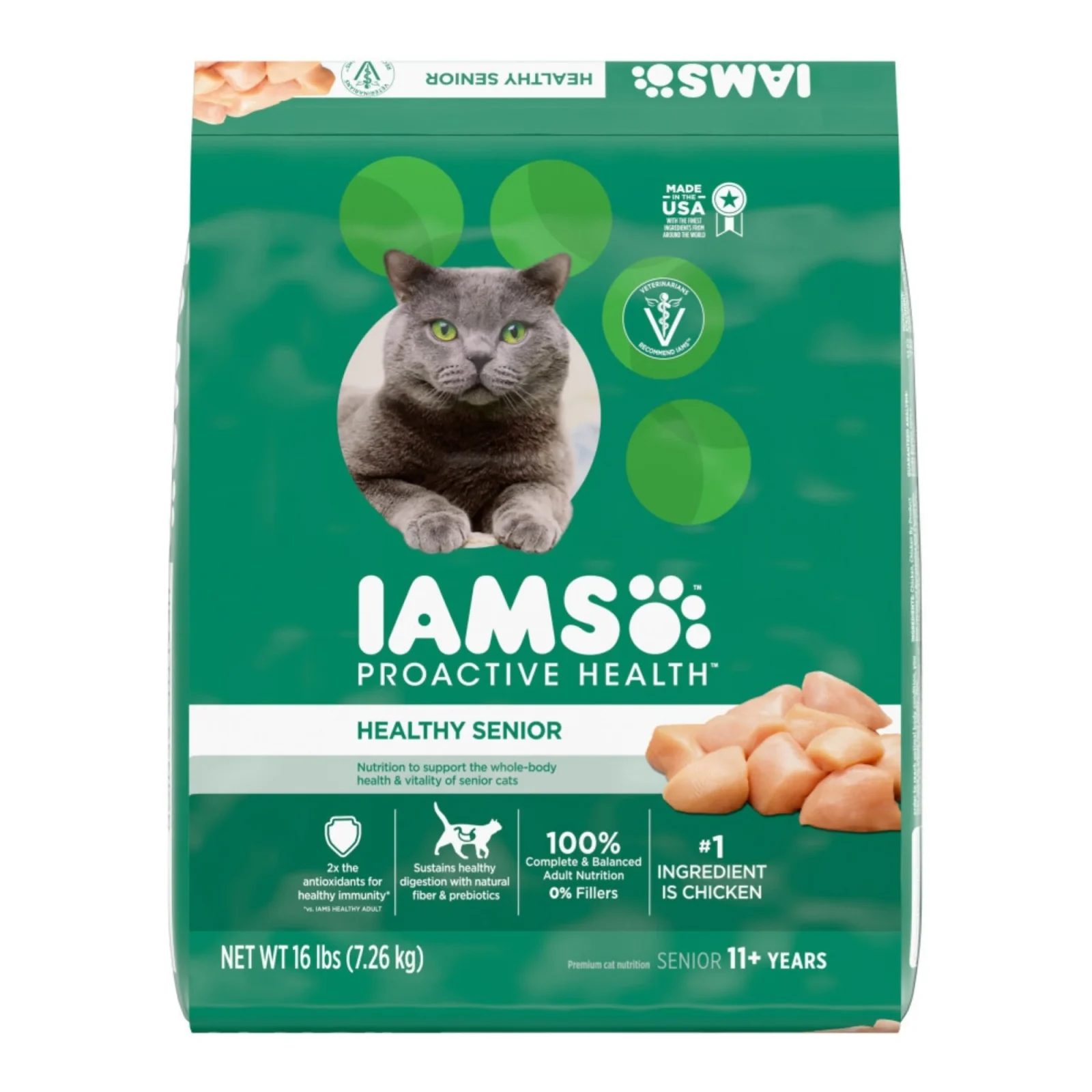 IAMS Proactive Health Senior Dry Cat Food Chicken 16lb