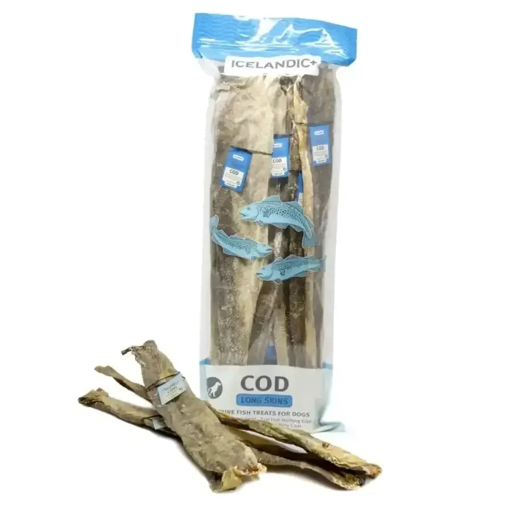 Icelandic Long Cod Skin Strips 20 ct Bag - Natural Dog Treats