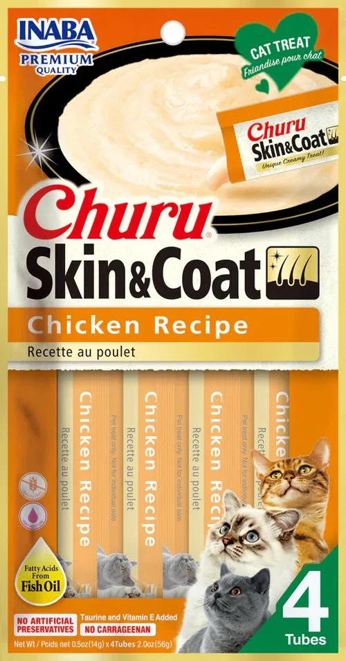 Inaba Cat Churu Purees Skin & Coat Chicken 2 oz/6 ct